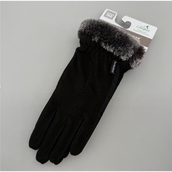 Isotoner Glover Signature Women's One Size Faux-Fur-Cuff Fleece Cuff Smart Dri - Picture 2 of 5